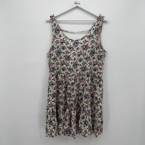 Crush by ABC Family Floral Mini Dress Rayon Size Large Coquette Ruffle Y2k - Picture 1 of 10